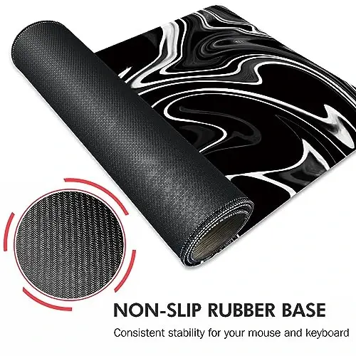 Galdas Gaming Mouse Pad XXL XL Katta sichqoncha uchun gilamcha Uzaytirilgan katta sichqoncha uchun sirpanmaydigan rezina klaviatura sichqoncha uchun tikilgan qirralari bilan noutbuk uy ofisi uchun (31,5x11,8x0,08 dyuym) … (To‘lqin qora) - 4