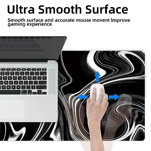 Galdas Gaming Mouse Pad XXL XL Katta sichqoncha uchun gilamcha Uzaytirilgan katta sichqoncha uchun sirpanmaydigan rezina klaviatura sichqoncha uchun tikilgan qirralari bilan noutbuk uy ofisi uchun (31,5x11,8x0,08 dyuym) … (To‘lqin qora) - 5