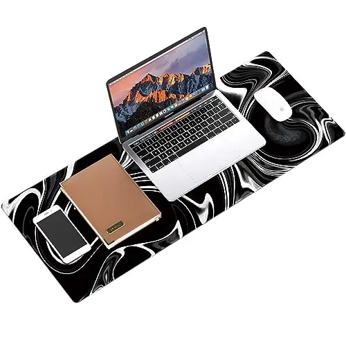 Galdas Gaming Mouse Pad XXL XL Katta sichqoncha uchun gilamcha Uzaytirilgan katta sichqoncha uchun sirpanmaydigan rezina klaviatura sichqoncha uchun tikilgan qirralari bilan noutbuk uy ofisi uchun (31,5x11,8x0,08 dyuym) … (To‘lqin qora) - 6