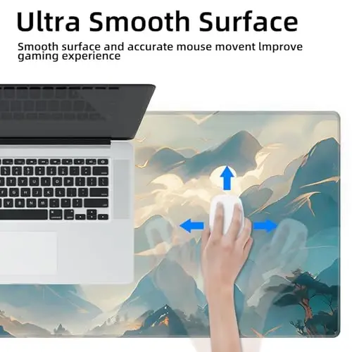 Galdas Gaming Mouse Pad XXL XL Katta Uzatilgan Katta Sichqoncha Paneli Laptop Uy Ofis uchun Siljishga qarshi kauchuk klaviatura Sichqoncha paneli tikilgan qirralari bilan (31.5x11.8x0.08 dyuym) - Bulutlar - 6