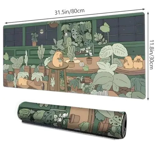 Galdas Gaming Mouse Pad XXL XL Katta Uzun Katta Katta Katta Katta Katta Katta Katta O'yinchoqli Sichqoncha uchun Pad Sirpanmaydigan Rezina Klaviatura Sichqoncha uchun Pad Tikilgan Qirralari bilan Noutbuk Uy Ofisi uchun (31.5x11.8x0.08 Dyum) ... (Yashil Oyna) - GALDAS (1)