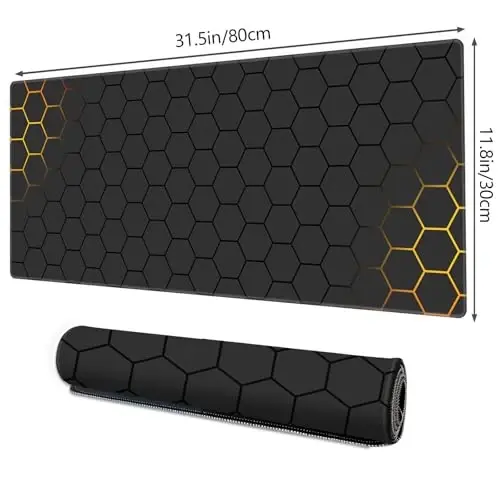 Galdas Gaming Mouse Pad XXL XL Large Long Extended Big Mousepad Non-Slip Rubber Keyboard Mouse Pad with Stitched Edges for Laptop Home Office (31.5x11.8x0.08 Inch) … (Grid) - GALDAS