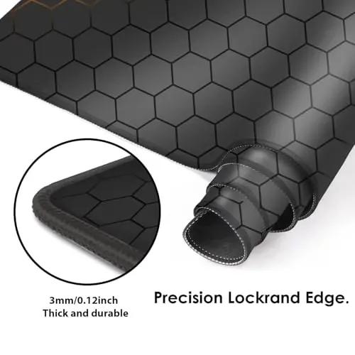 Galdas Gaming Mouse Pad XXL XL Large Long Extended Big Mousepad Non-Slip Rubber Keyboard Mouse Pad with Stitched Edges for Laptop Home Office (31.5x11.8x0.08 Inch) … (Grid) - 3