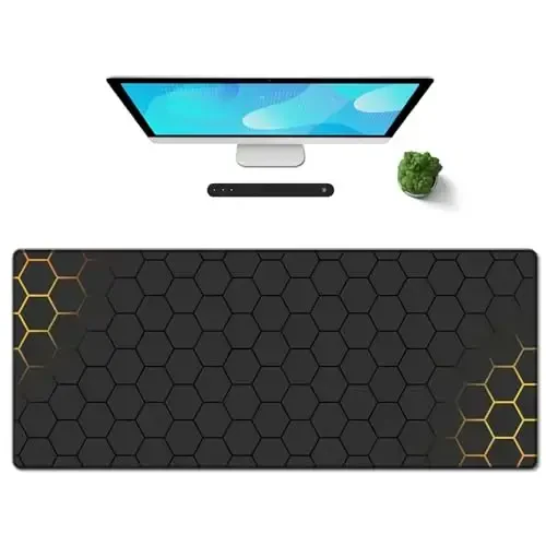 Galdas Gaming Mouse Pad XXL XL Katta Uzun Katta Katta Sirtidan Tikilgan Noutbuk Uy Ofisi uchun Sirpanmaydigan Rezina Klaviatura Katta Oyoq Paneli (31.5x11.8x0.08 Dyuym) … (Grid) - 1
