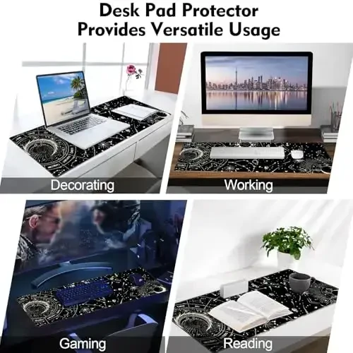 Galdas Gaming Mouse Pad XXL XL Katta Uzun Katta Katta Sıyırmayan Kauçuk Klaviatura Stol Padi Noutbuk Uy Ofisi uchun Tikilgan Qirralar bilan (31.5x11.8x0.08 Dyuym) … (Qora Oy) - 7