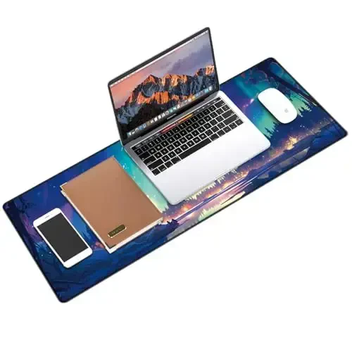 Galdas Gaming Mouse Pad XXL XL Katta Uzun Katta Katta Sürgichga qarshi rezina Klaviatura Sürgichga tikilgan chetlari bilan Noutbuk Uy Ofisi uchun (31.5x11.8x0.08 dyuym) … (Aurora) - 3
