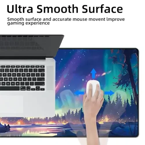 Galdas Gaming Mouse Pad XXL XL Katta Uzun Katta Katta Sürgichga qarshi rezina Klaviatura Sürgichga tikilgan chetlari bilan Noutbuk Uy Ofisi uchun (31.5x11.8x0.08 dyuym) … (Aurora) - 6