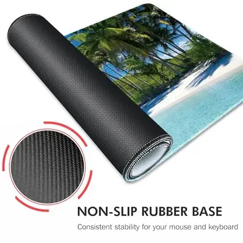Galdas Gaming Mouse Pad XXL XL Large Long Extended Big Mousepad Non-Slip Rubber Keyboard Mouse Pad with Stitched Edges for Laptop Home Office (31.5x11.8x0.08 Inch) … (Beach 2025) - 5