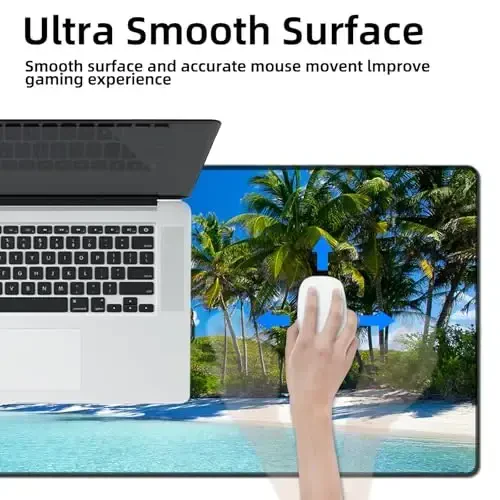 Galdas Gaming Mouse Pad XXL XL Large Long Extended Big Mousepad Non-Slip Rubber Keyboard Mouse Pad with Stitched Edges for Laptop Home Office (31.5x11.8x0.08 Inch) … (Beach 2025) - 6
