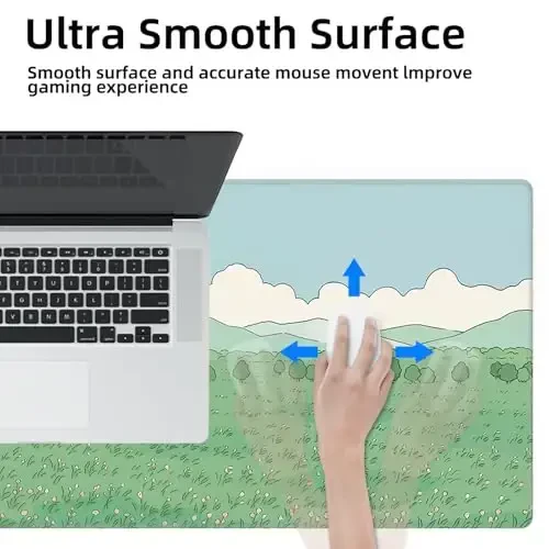 Galdas Gaming Mouse Pad XXL XL Large Long Extended Big Mousepad Non-Slip Rubber Keyboard Mouse Pad with Stitched Edges for Laptop Home Office (31.5x11.8x0.08 Inch) … (Clouds and Green) - 6
