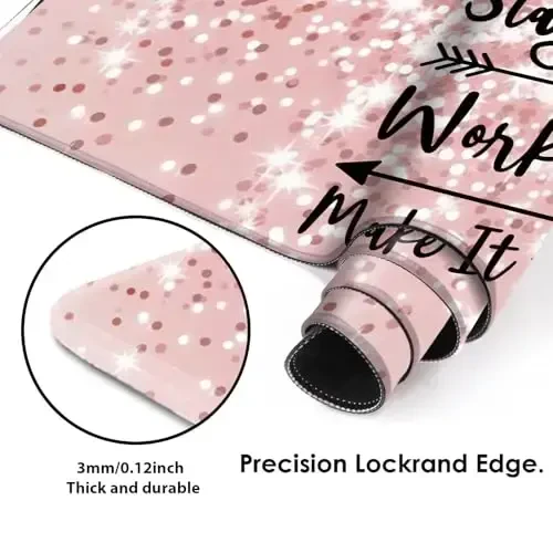 Galdas Gaming Mouse Pad XXL XL Katta Uzun Keng Mousepad Sirpanmaydigan Rezina Klaviatura Laptop Uy Ofis uchun Tikilgan Qirralari bilan Mouse Pad (31.5x11.8x0.08 Inch) … (Bling So'zlar) - 4