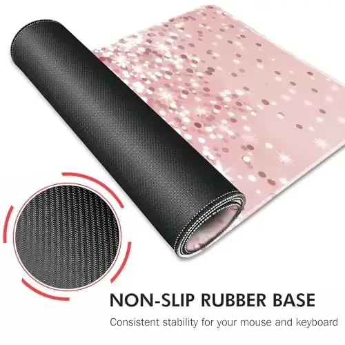 Galdas Gaming Mouse Pad XXL XL Katta Uzun Keng Mousepad Sirpanmaydigan Rezina Klaviatura Laptop Uy Ofis uchun Tikilgan Qirralari bilan Mouse Pad (31.5x11.8x0.08 Inch) … (Bling So'zlar) - 5