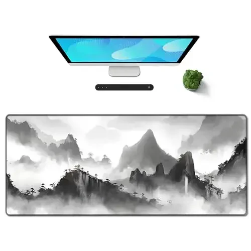 Galdas Gaming Mouse Pad XXL XL Katta Uzun Keng Mousepad Sirpanmaydigan Rezina Klaviatura Mouse Pad Laptop Uy Ofis uchun Tikilgan Qirralari bilan (31.5x11.8x0.08 dyuym) … (Qora siyoh) - 1