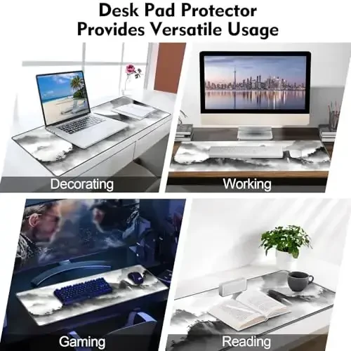 Galdas Gaming Mouse Pad XXL XL Katta Uzun Keng Mousepad Sirpanmaydigan Rezina Klaviatura Mouse Pad Laptop Uy Ofis uchun Tikilgan Qirralari bilan (31.5x11.8x0.08 dyuym) … (Qora siyoh) - 7