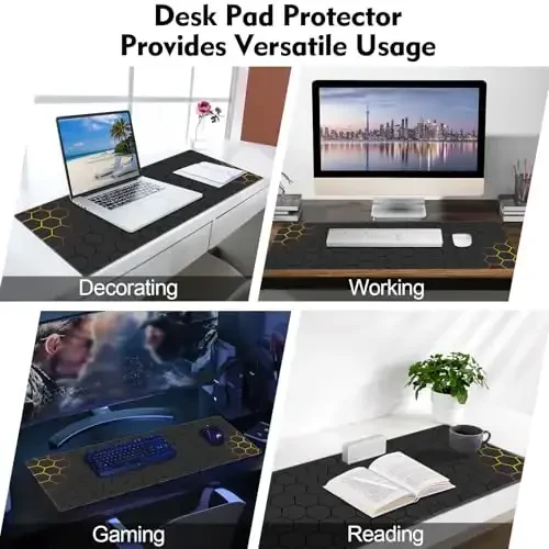 Galdas Gaming Mouse Pad XXL XL Katta Uzun Keng Mousepad Sirpanmaydigan Rezina Klaviatura Mouse Pad Laptop Uy Ofisi uchun Tikilgan Qirralari bilan (31.5x11.8x0.08 Düym) … (Grid) - 7