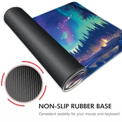 Galdas Gaming Mouse Pad XXL XL Katta Uzun Keng Mousepad Sirpanmaydigan Rezina Klaviatura Mouse Pad Laptop Uy Ofisi uchun Tikilgan Qirralari bilan (31.5x11.8x0.08 Dyum) ... (Aurora) - 5