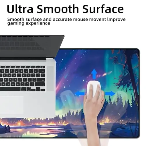 Galdas Gaming Mouse Pad XXL XL Katta Uzun Keng Mousepad Sirpanmaydigan Rezina Klaviatura Mouse Pad Laptop Uy Ofisi uchun Tikilgan Qirralari bilan (31.5x11.8x0.08 Dyum) ... (Aurora) - 6