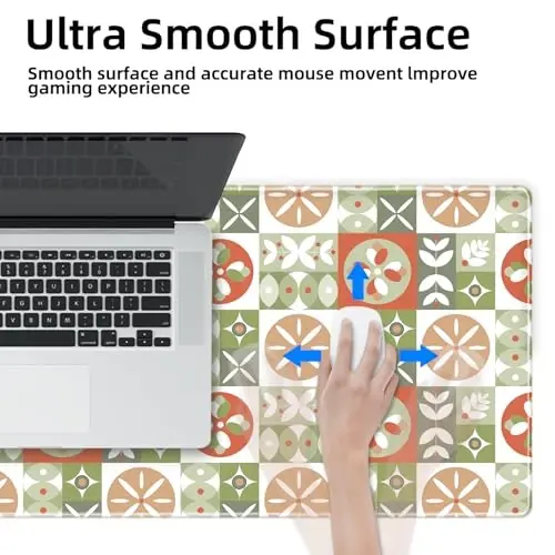 Galdas Gaming Mouse Pad XXL XL Katta Uzun Keng Mousepad Sirpanmaydigan Rezina Klaviatura Mouse Pad Laptop Uy Ofisi uchun Tikilgan Qirralari bilan (31.5x11.8x0.08 Dyum) … (Checkered Flower) - 6