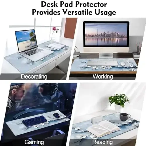 Galdas Gaming Mouse Pad XXL XL Katta Uzun Keng Mousepad Sirpanmaydigan Rezina Klaviatura Mouse Pad Laptop Uy Ofisi uchun Tikilgan Qirralari bilan (31.5x11.8x0.08 Inch) -Qor Gul - 7