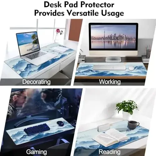 Galdas Gaming Mouse Pad XXL XL Katta Uzun Keng Mousepad Sirpanmaydigan Rezina Klaviatura Mouse Pad Tikilgan Chetlari bilan Noutbuk Uy Ofisi uchun (31.5x11.8x0.08 dyuym)-Landshaft - 7