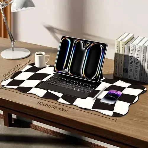 Galdas Gaming Mouse Pad XXL XL Katta Uzun Keng Mousepad Sirpanmaydigan Rezina Klaviatura Mouse Pad Tikilgan Chetlari bilan Noutbuk Uy Ofisi uchun (35.43x15.75x0.08 Dyum) - 5