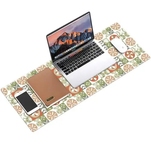 Galdas Gaming Mouse Pad XXL XL Katta Uzun Keng Mousepad Sirpanmaydigan Rezina Klaviatura Mouse Pad Tikilgan Qirralari Noutbuk Uy Ofisi uchun (31.5x11.8x0.08 Dyum) ... (Checkered Flower) - 3