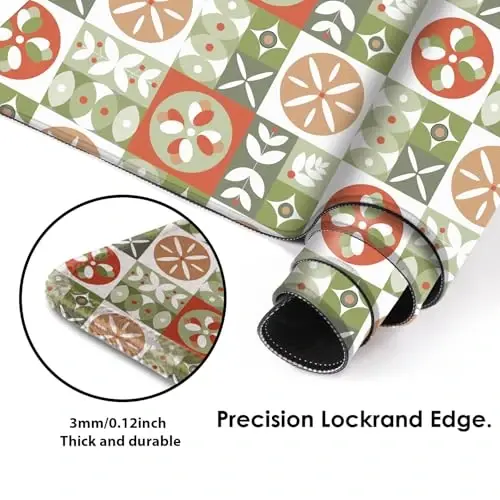 Galdas Gaming Mouse Pad XXL XL Katta Uzun Keng Mousepad Sirpanmaydigan Rezina Klaviatura Mouse Pad Tikilgan Qirralari Noutbuk Uy Ofisi uchun (31.5x11.8x0.08 Dyum) ... (Checkered Flower) - 4