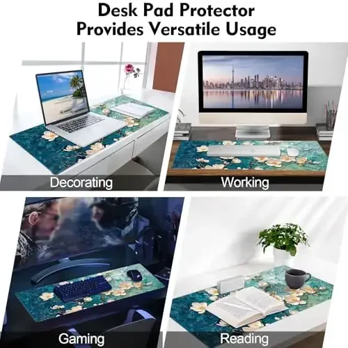 Galdas Gaming Mouse Pad XXL XL Katta Uzun Keng Mousepad Sirpanmaydigan Rezina Klaviatura Stol Pad, Noutbuk Uy Ofis uchun Tikilgan Qirralar bilan (31.5x11.8x0.08 Dyum) … (Gullar Rasmlari) - 7