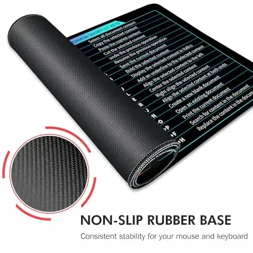 Galdas Gaming Mouse Pad XXL XL Katta Uzun Keng Mousepad Sirpanmaydigan Rezina Klaviatura Stol Pad Tikilgan Qirralari bilan Noutbuk Uy Ofisi uchun (31.5x11.8x0.08 Inch) … (Shortcut Keys1) - 5