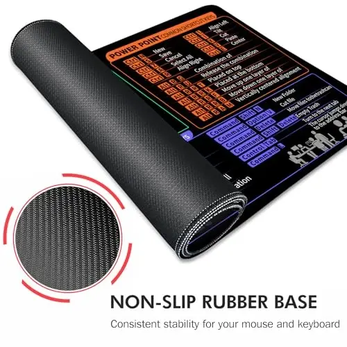 Galdas Gaming Mouse Pad XXL XL Katta Uzun Keng Mousepad Sirpanmaydigan Rezina Klaviatura Stol Ustida Tikilgan Qirralari bilan Noutbuk Uy Ofisi uchun (31.5x11.8x0.08 Düym) … (Shortcut Keys Mac) - 5