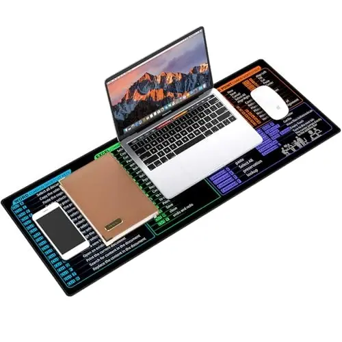 Galdas Gaming Mouse Pad XXL XL Katta Uzun Keng Mousepad Sirpanmaydigan Rezina Klaviatura Stol Ustida Tikilgan Qirralari bilan Noutbuk Uy Ofisi uchun (31.5x11.8x0.08 Düym) … (Shortcut Keys Mac) - 3
