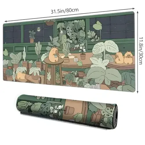 Galdas Gaming Mouse Pad XXL XL Katta Uzun Keng sichqoncha paneli, noutbuk uy ofisi uchun tikilgan qirralari bo'lgan sirpanmaydigan kauchuk klaviatura sichqonchasi paneli (31,5x11,8x0,08 dyuym) ... (Yashil oyna) - 2