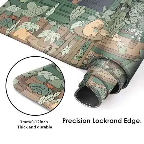 Galdas Gaming Mouse Pad XXL XL Katta Uzun Keng sichqoncha paneli, noutbuk uy ofisi uchun tikilgan qirralari bo'lgan sirpanmaydigan kauchuk klaviatura sichqonchasi paneli (31,5x11,8x0,08 dyuym) ... (Yashil oyna) - 4