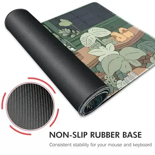 Galdas Gaming Mouse Pad XXL XL Katta Uzun Keng sichqoncha paneli, noutbuk uy ofisi uchun tikilgan qirralari bo'lgan sirpanmaydigan kauchuk klaviatura sichqonchasi paneli (31,5x11,8x0,08 dyuym) ... (Yashil oyna) - 5