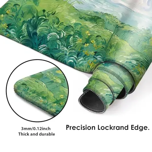 Galdas Gaming Mouse Pad XXL XL Katta Uzun Keng sichqoncha uchun gilamcha, Sirpanmaydigan rezina klaviatura sichqoncha gilamchasi, Noutbuk uy ofisi uchun tikilgan qirralari bilan (31,5x11,8x0,08 dyuym) ... (Yozgi davolash) - 4