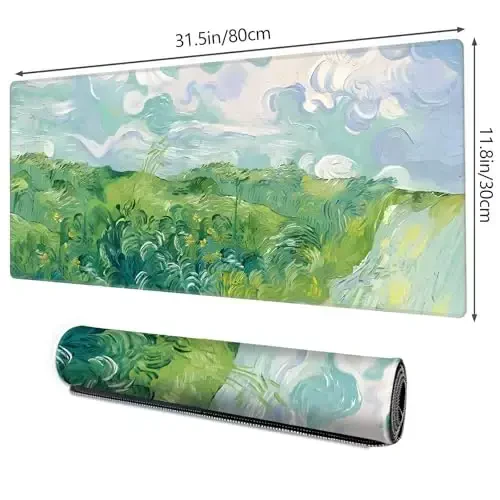 Galdas Gaming Mouse Pad XXL XL Katta Uzun Keng sichqoncha uchun gilamcha, Sirpanmaydigan rezina klaviatura sichqoncha gilamchasi, Noutbuk uy ofisi uchun tikilgan qirralari bilan (31,5x11,8x0,08 dyuym) ... (Yozgi davolash) - 2