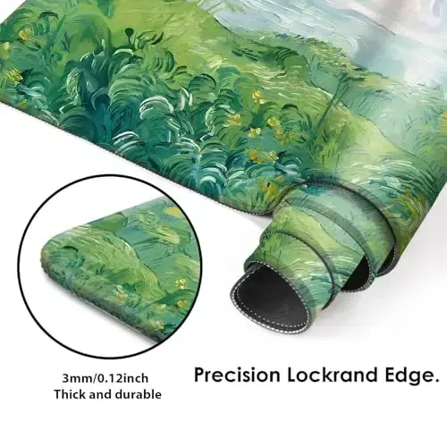 Galdas Gaming Mouse Pad XXL XL Katta Uzun Keng sichqoncha uchun gilamcha, Sirpanmaydigan rezina klaviatura sichqoncha gilamchasi, Noutbuk uy ofisi uchun tikilgan qirralari bilan (31,5x11,8x0,08 dyuym) ... (Yozgi davolash) - 4