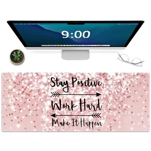 Galdas Gaming Mouse Pad XXL XL Katta Uzun Keng Sürg'ichsiz Rezina Klaviatura Kompyuter Sichqonchasi Yostiqchasi Laptop Uy Ofisi uchun Tiktirilgan Chetlari bilan (31.5x11.8x0.08 dyuym) … (Bling So'zlar) 