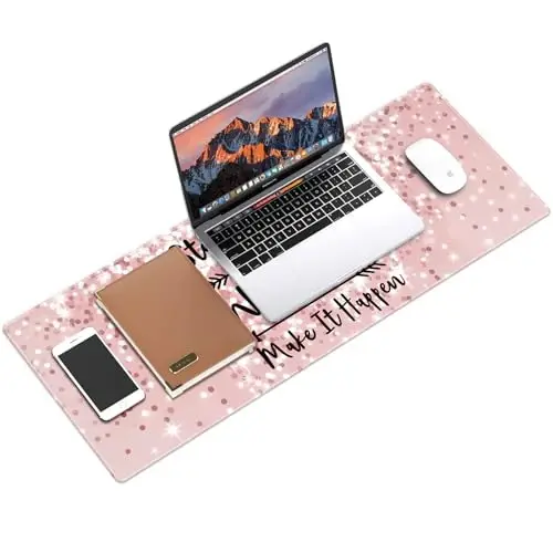 Galdas Gaming Mouse Pad XXL XL Katta Uzun Keng Sürg'ichsiz Rezina Klaviatura Kompyuter Sichqonchasi Yostiqchasi Laptop Uy Ofisi uchun Tiktirilgan Chetlari bilan (31.5x11.8x0.08 dyuym) … (Bling So'zlar) - 3