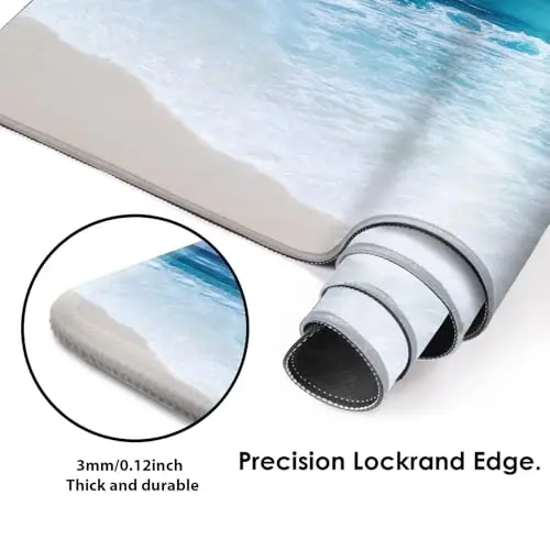 Galdas Gaming Mouse Pad XXL XL Katta Uzun Keng Sürg'ichsiz Rezina Klaviatura Noutbuk Uy Ofisi uchun Tikilgan Chegaralar bilan sichqoncha (31.5x11.8x0.08 dyuym) ... (Wave 2025) - 4