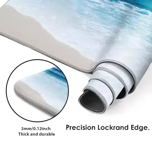 Galdas Gaming Mouse Pad XXL XL Katta Uzun Keng Sürg'ichsiz Rezina Klaviatura Noutbuk Uy Ofisi uchun Tikilgan Chegaralar bilan sichqoncha (31.5x11.8x0.08 dyuym) ... (Wave 2025) - 4