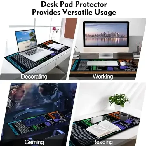 Galdas Gaming Mouse Pad XXL XL Large Long Extended Big Mousepad Non-Slip Rubber Keyboard Desk Pad with Stitched Edges for Laptop Home Office (31.5x11.8x0.08 Inch) … (Shortcut Keys Mac) - 7