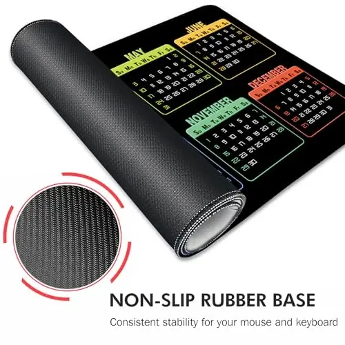 Galdas Gaming Mouse Pad XXL XL Large Long Extended Big Mousepad Non-Slip Rubber Keyboard Mouse Pad with Stitched Edges for Laptop Home Office (2026 Calendar, 31.5 * 11.8) - 5