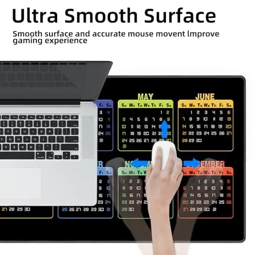 Galdas Gaming Mouse Pad XXL XL Large Long Extended Big Mousepad Non-Slip Rubber Keyboard Mouse Pad with Stitched Edges for Laptop Home Office (2026 Calendar, 31.5 * 11.8) - 6