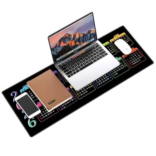Galdas Gaming Mouse Pad XXL XL Large Long Extended Big Mousepad Non-Slip Rubber Keyboard Mouse Pad with Stitched Edges for Laptop Home Office (2026 Calendar, 31.5 * 11.8) - 3