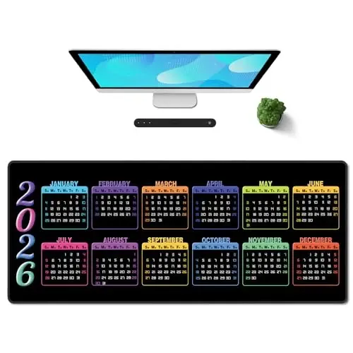Galdas Gaming Mouse Pad XXL XL Large Long Extended Big Mousepad Non-Slip Rubber Keyboard Mouse Pad with Stitched Edges for Laptop Home Office (2026 Calendar, 31.5 * 11.8) - 1