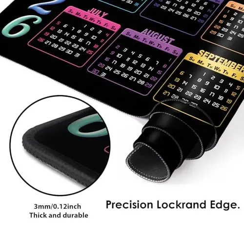 Galdas Gaming Mouse Pad XXL XL Large Long Extended Big Mousepad Non-Slip Rubber Keyboard Mouse Pad with Stitched Edges for Laptop Home Office (2026 Calendar, 31.5 * 11.8) - 4