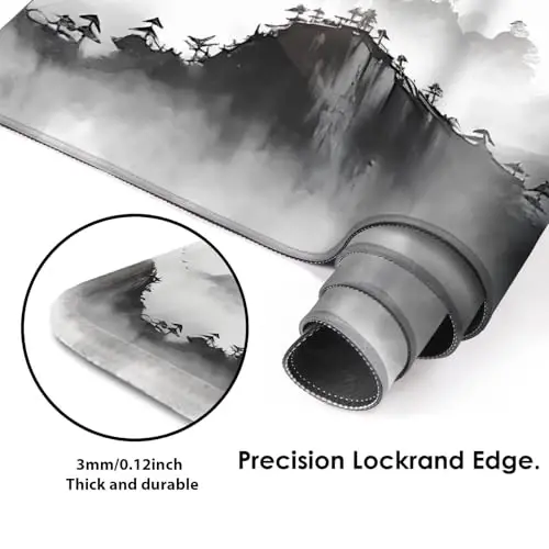 Galdas Gaming Mouse Pad XXL XL Large Long Extended Big Mousepad Non-Slip Rubber Keyboard Mouse Pad with Stitched Edges for Laptop Home Office (31.5x11.8x0.08 Inch) … (Black Ink) - 3