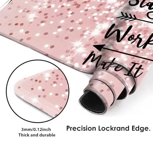 Galdas Gaming Mouse Pad XXL XL Large Long Extended Big Mousepad Non-Slip Rubber Keyboard Mouse Pad with Stitched Edges for Laptop Home Office (31.5x11.8x0.08 Inch) … (Bling Words) - 4