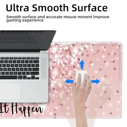 Galdas Gaming Mouse Pad XXL XL Large Long Extended Big Mousepad Non-Slip Rubber Keyboard Mouse Pad with Stitched Edges for Laptop Home Office (31.5x11.8x0.08 Inch) … (Bling Words) - 6